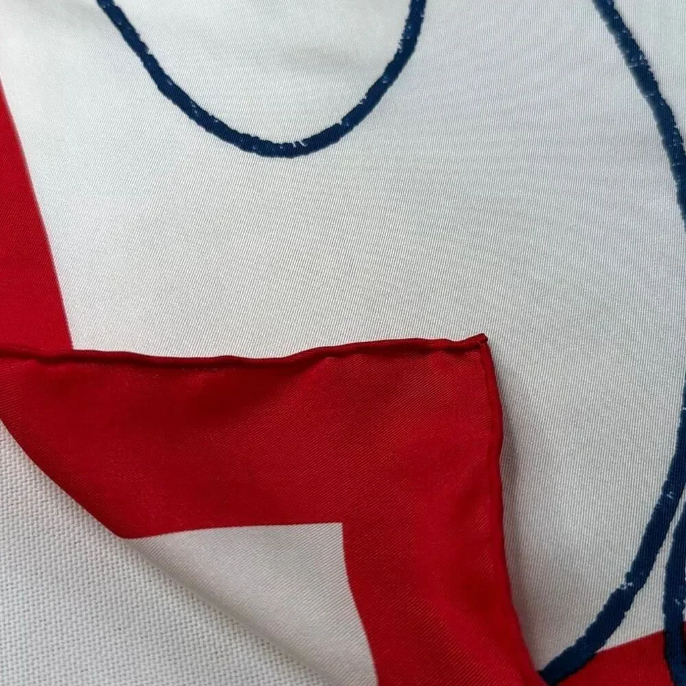 Lauren Ralph Lauren Logo Silk Scarf Square Red White Blue